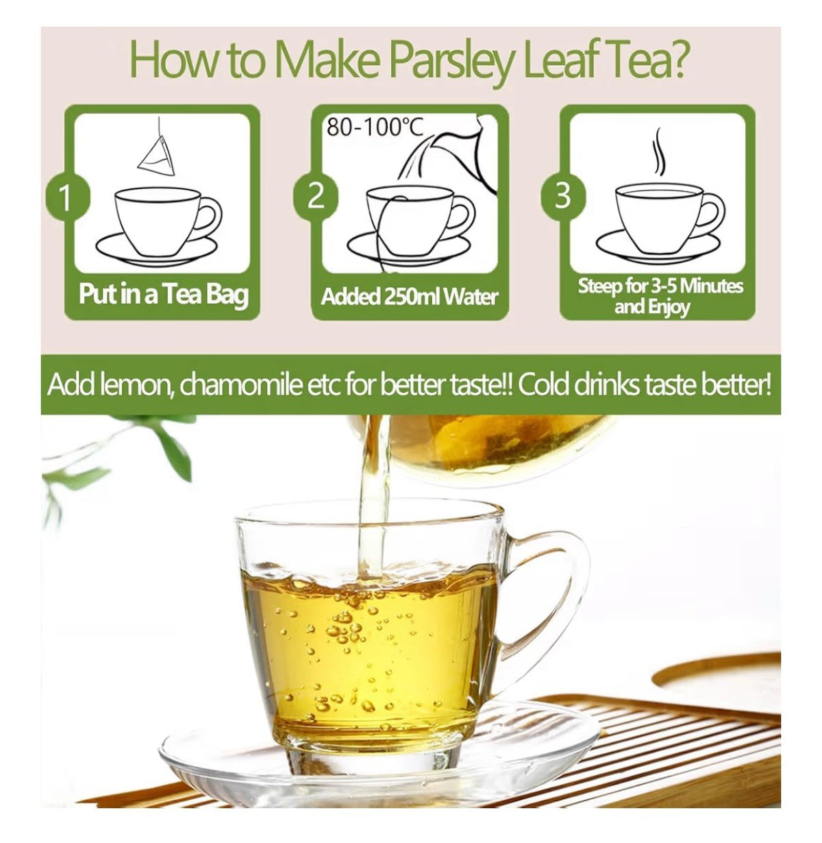 Premium Parsley 60 Tea Bags Made with 100% Natural Parsley Leaves Caffeine Free