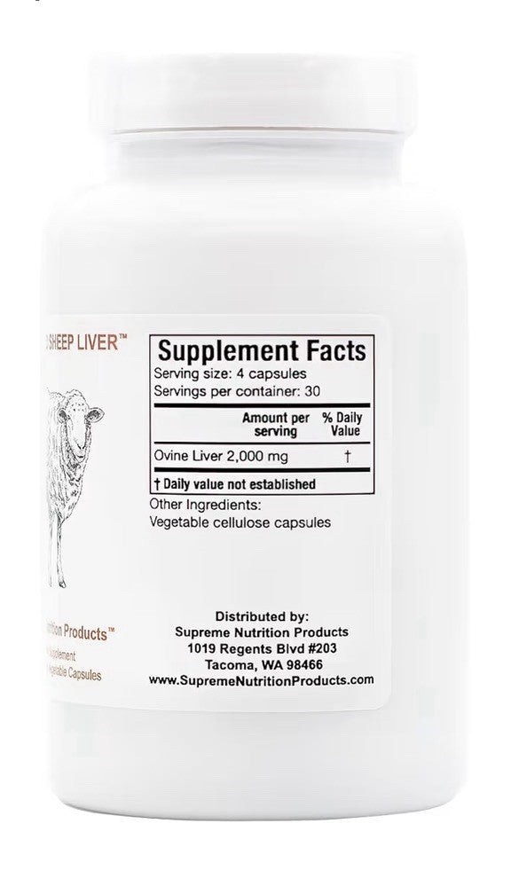 2 Pack Supreme Nutrition Products Grass Fed Sheep Liver Dietary Supplement