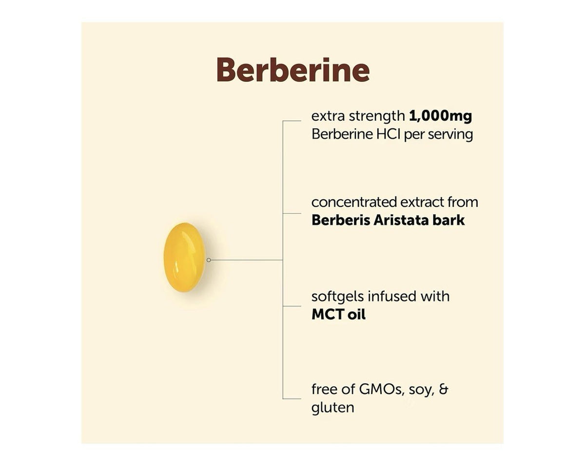 Micro Ingredients Berberine 1000mg Per Serving with Mct Oil 120 Softgels