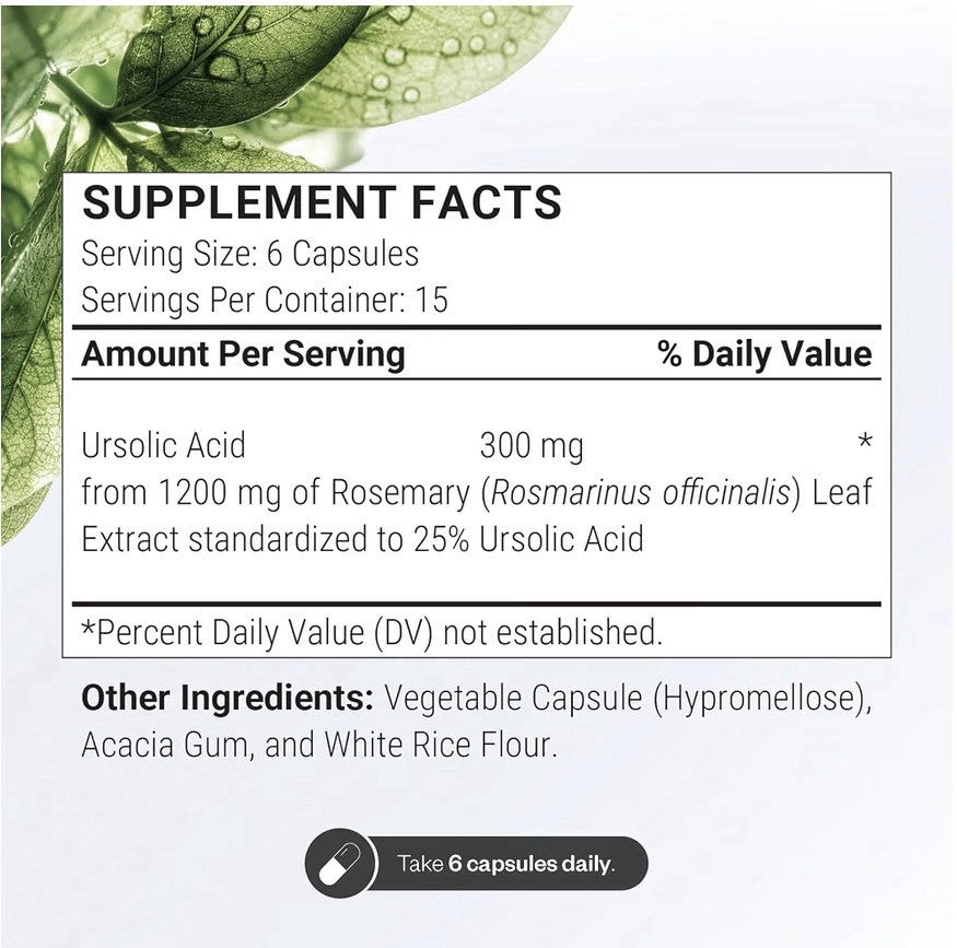 Supersmart Ursolic Acid 300mg per Day 90 Vegetarian Capsules Dietary Supplement