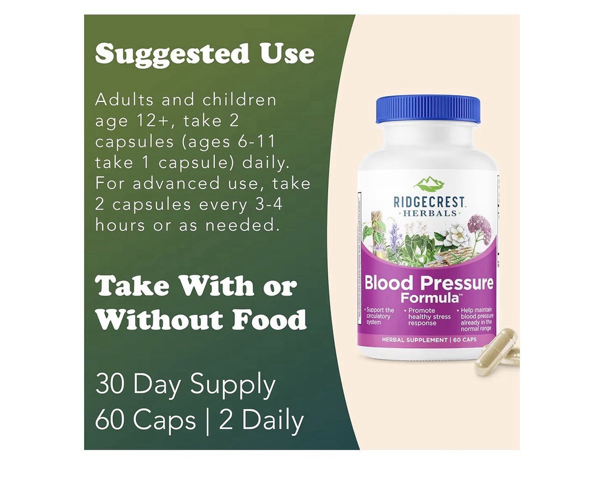 RidgeCrest Herbals Blood Pressure Formula Heart Vascular Circulation Health 60ca