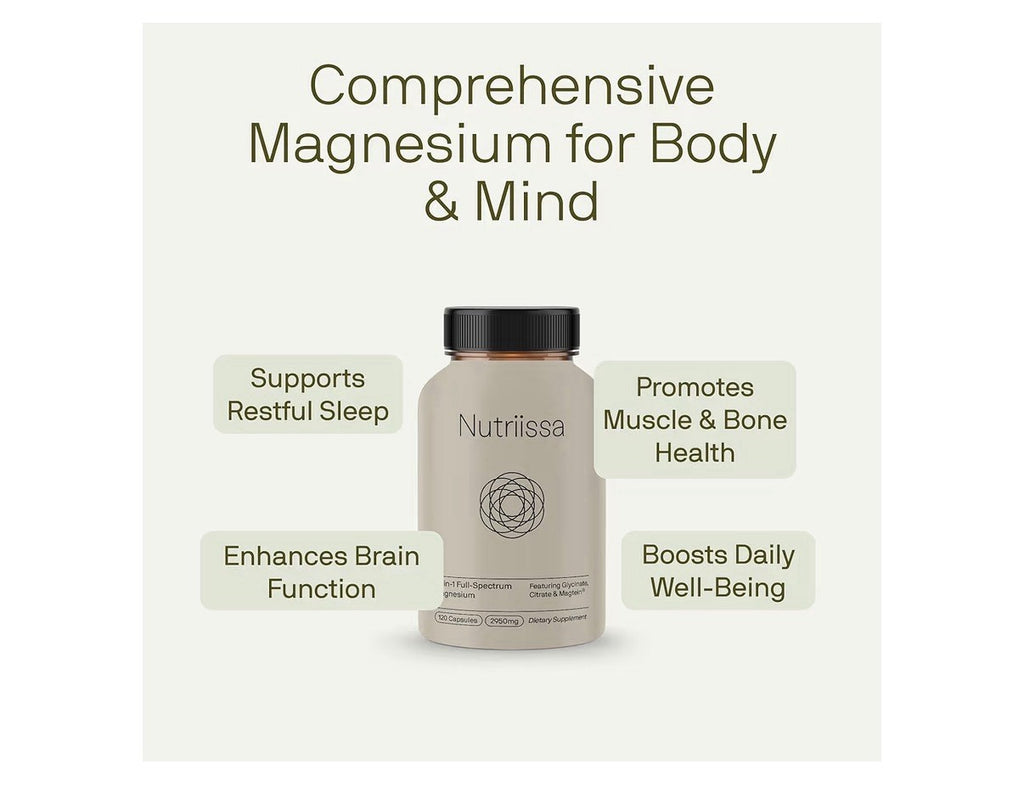 Nutriissa 12-in-1 Full-Spectrum Magnesium Featuring Glycinate Citrate & Magtein