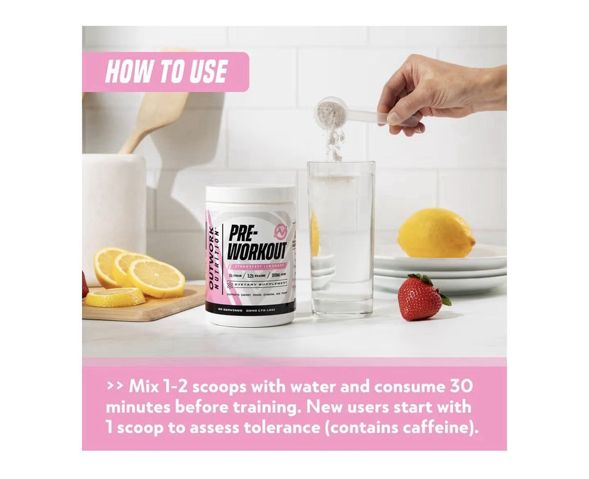 Outwork Nutrition Preworkout Energy Focus Stamina And Pump Strawberry Lemonade