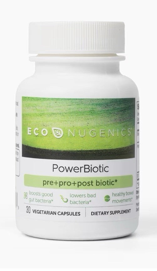 EcoNugenics PowerBiotic Prebiotic Probiotic & Postbiotic for Men & Women 30 Caps