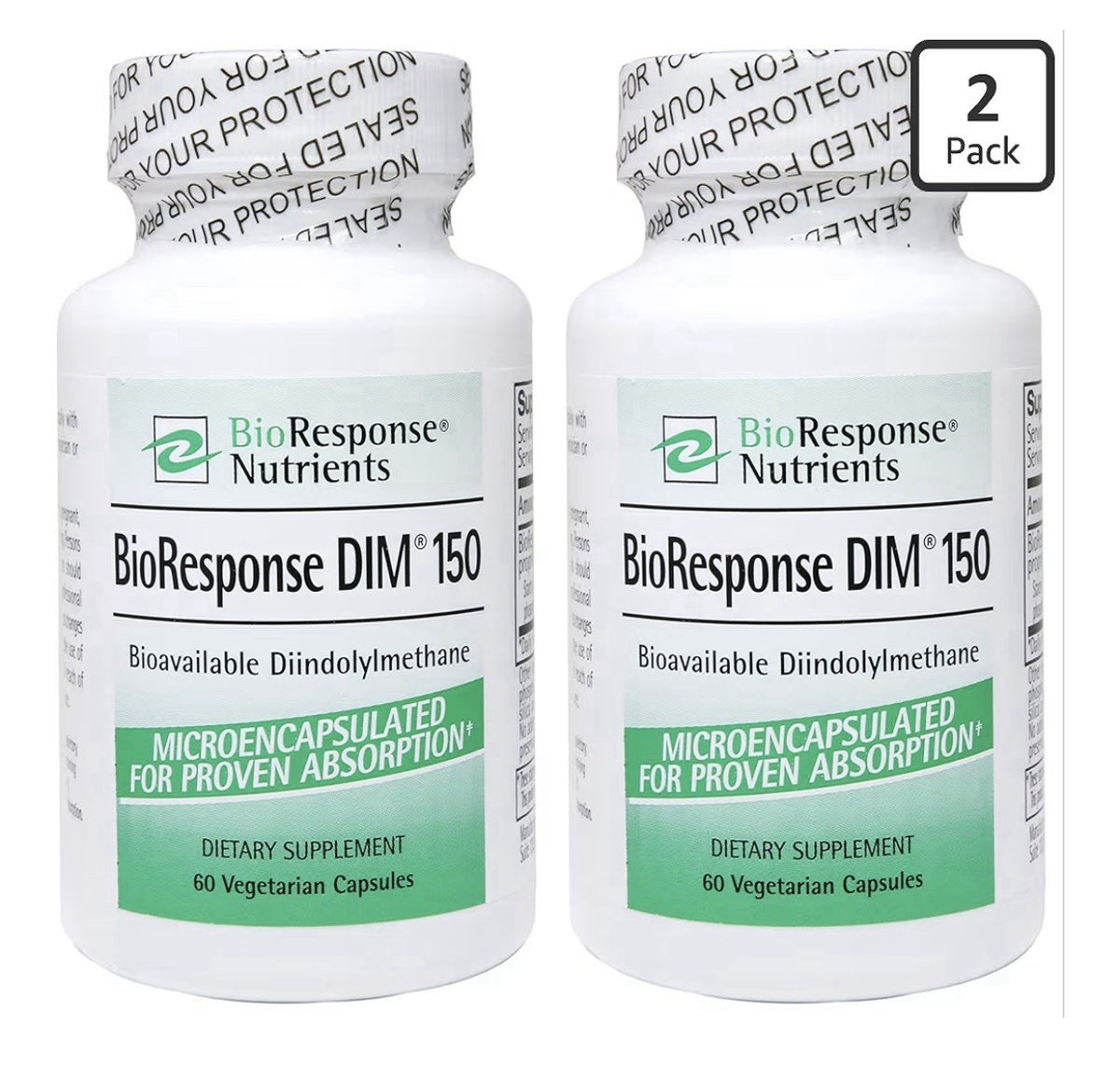 2Pack BioResponse DIM 150-150mg Bioavailable Diindolylmethane Total 120 Capsules