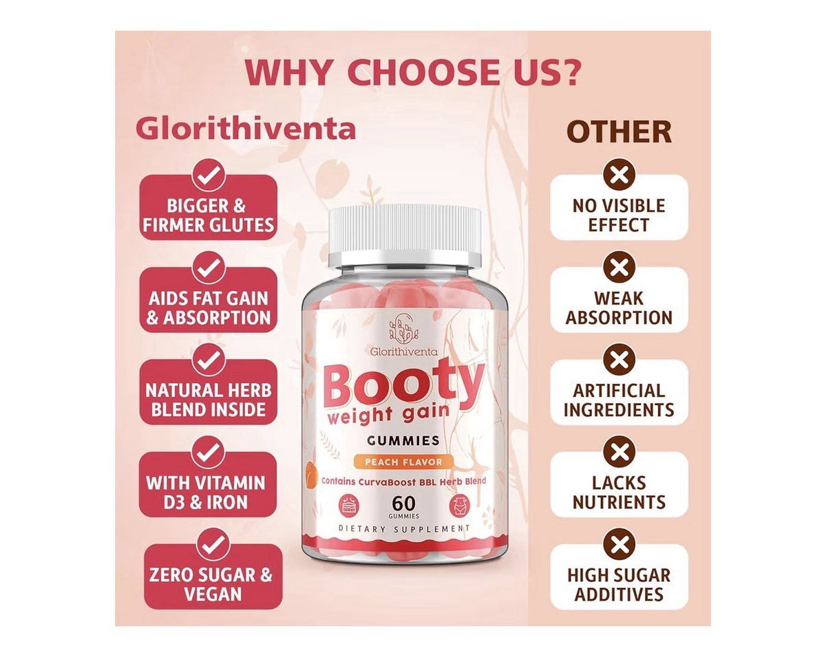 Glorithiventa Booty Gummies CurvaBoost BBL Blend For Women Booty Curves 2 Pack