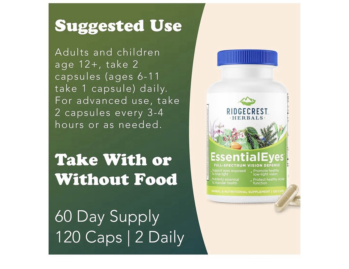 Ridgecrest Herbals EssentialEyes Natural Vitamin Supplement Vision Health 120cap
