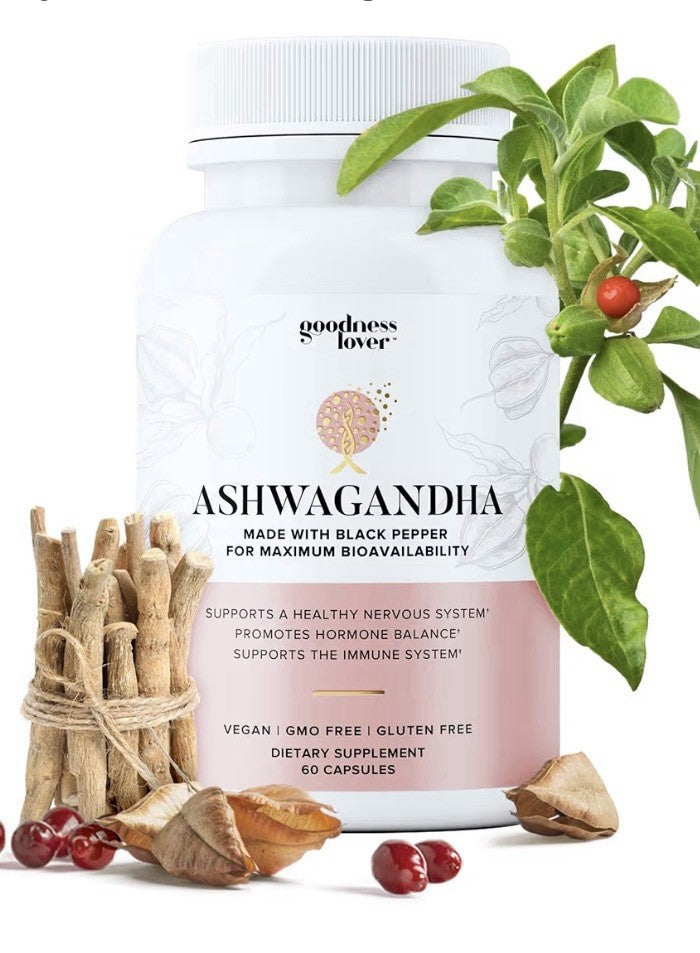 Goodness Lover Ashwagandha Supplement Nervous System Hormone Balance Support 60c