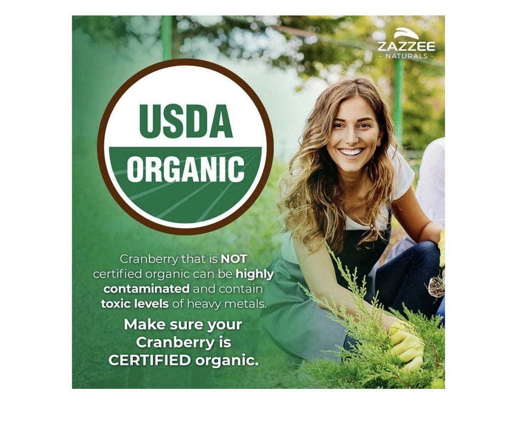 Zazzee Organic Cranberry Healthy Urinary Tracy Support 6 Month Supply 180Capsule