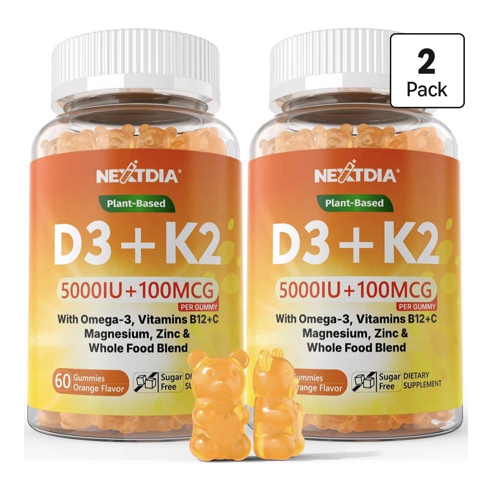 Nextdia Vitamin D3 K2 W/ Omega3 Magnesium Zinc Whole Food Blend for Adults 2Pack