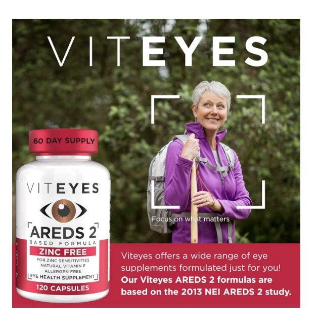 Viteyes AREDS 2 Zinc Free Macular Support Allergen Free Eye Vision Health 120cap