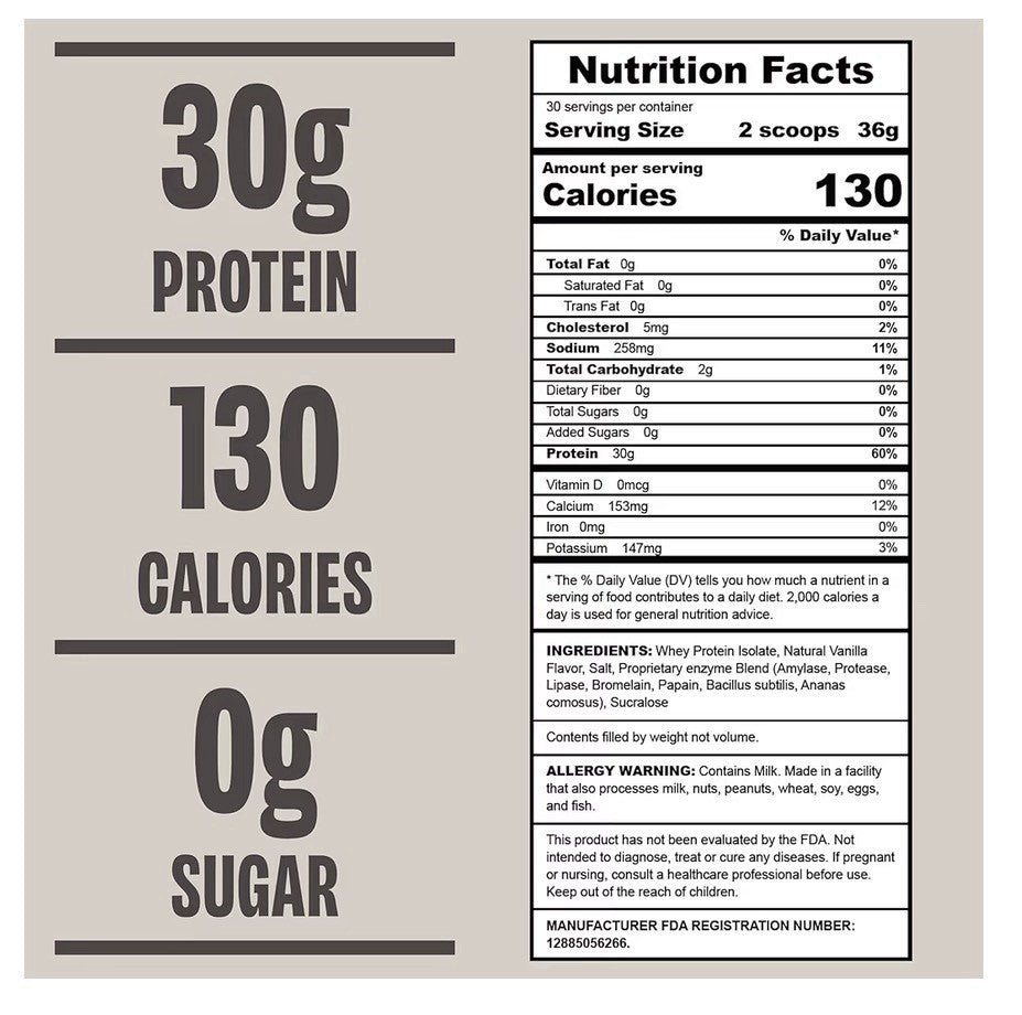 ALL THAT! NUTRITION Vanilla Protein Powder Whey Protein 30 Servings
