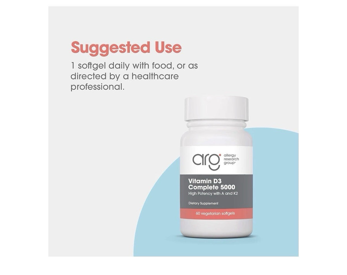 Allergy Research Group Vitamin D3 Complete 5000 High Potency With A & K2 60caps