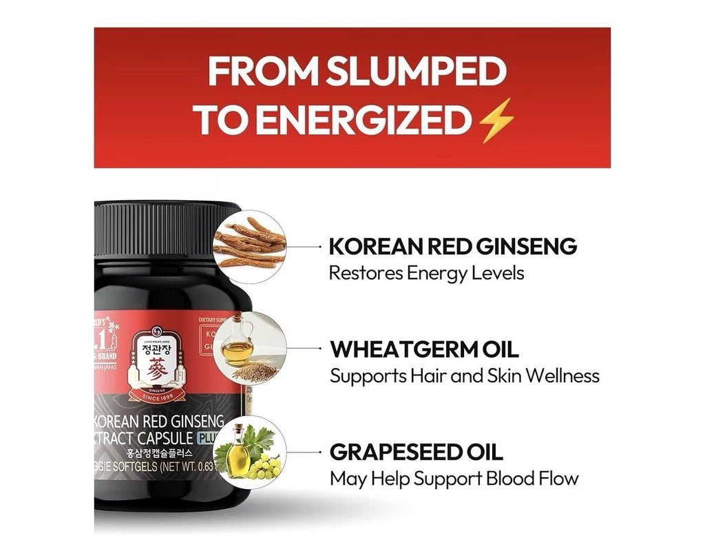 JUNG KWAN JANG Korean Red Ginseng Extract Capsule Plus Energy Boost Immune 30sg