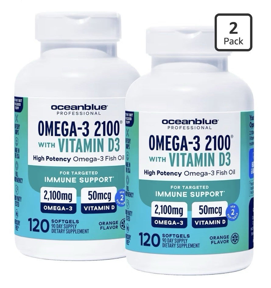 2 Pack Oceanblue Professional Omega-3 2100 with Vitamin D3 Triple Strength