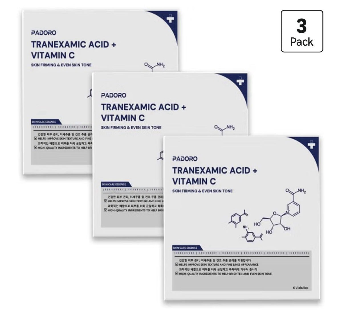 3Pack Padro Tranexamic Acid +Vitamin C Skin Firming Skin Tone Pigmentation serum