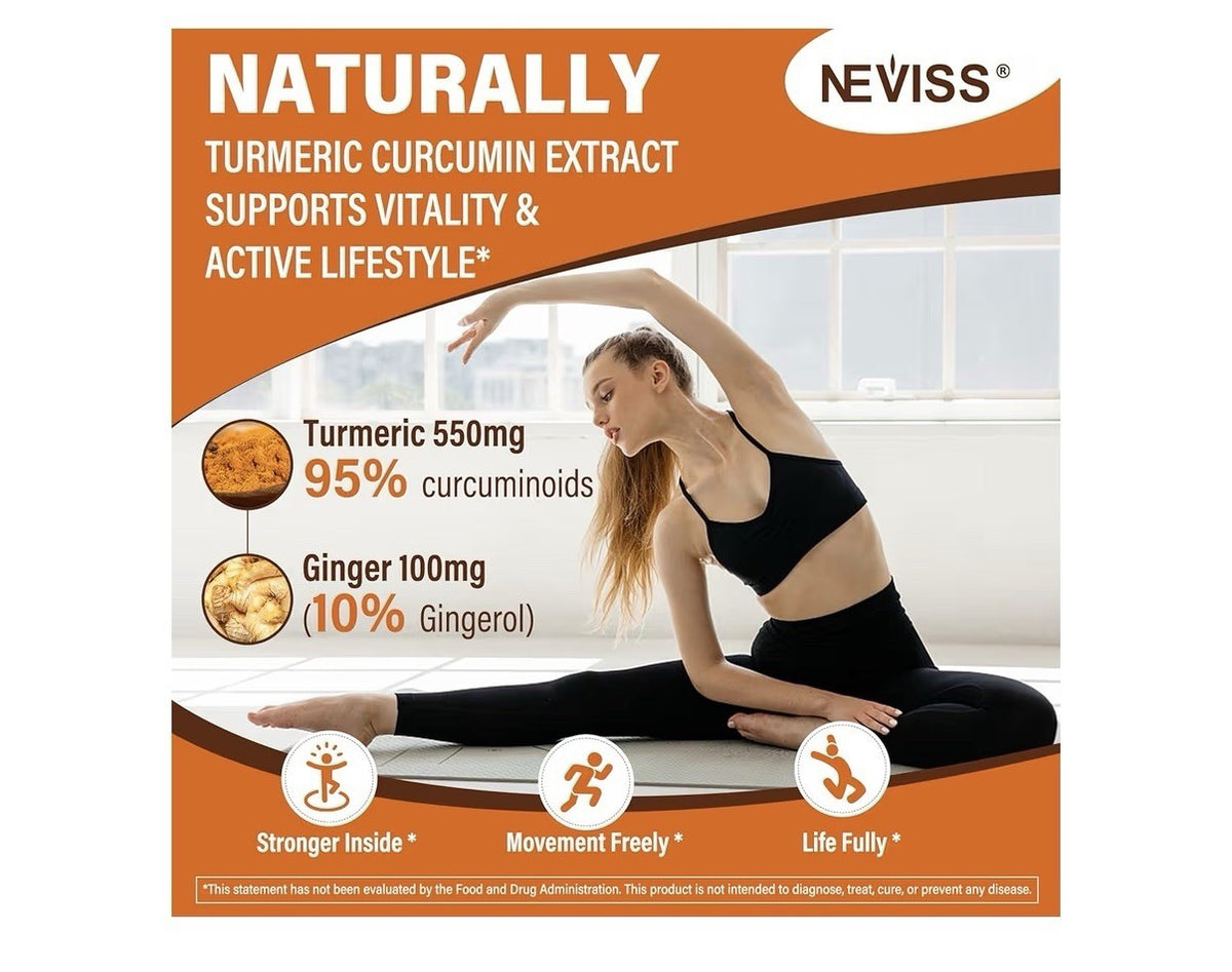 Neviss Turmeric Curcumin With Postbiotics Probiotics Prebiotics 60 Gummies 1Pack