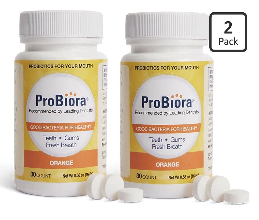 2 Pack ProBiora Probiotic Oral Care Supplement Gum Teeth Health Chewable Orange