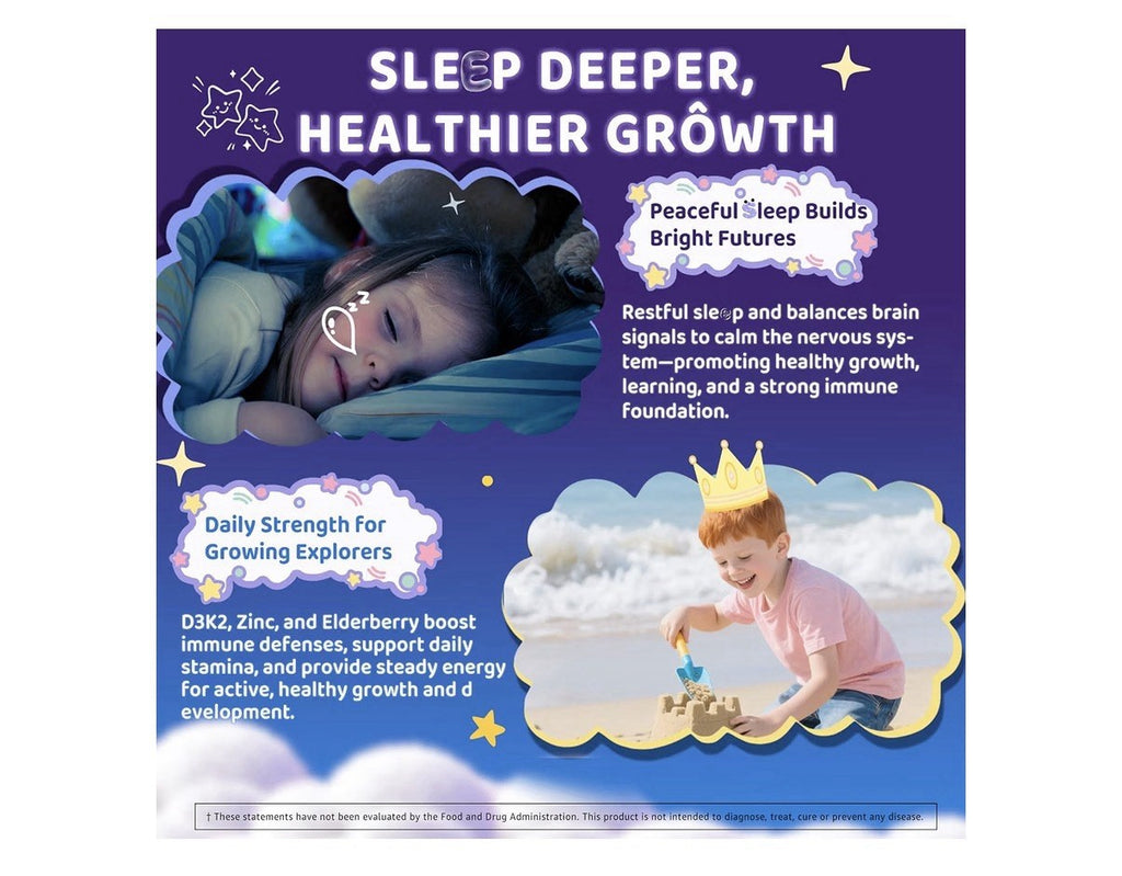 ELLAMENTZ Kids Sleep Chelated Magnesium Vitamin B6 D3 MelatoninFree 2 Pack