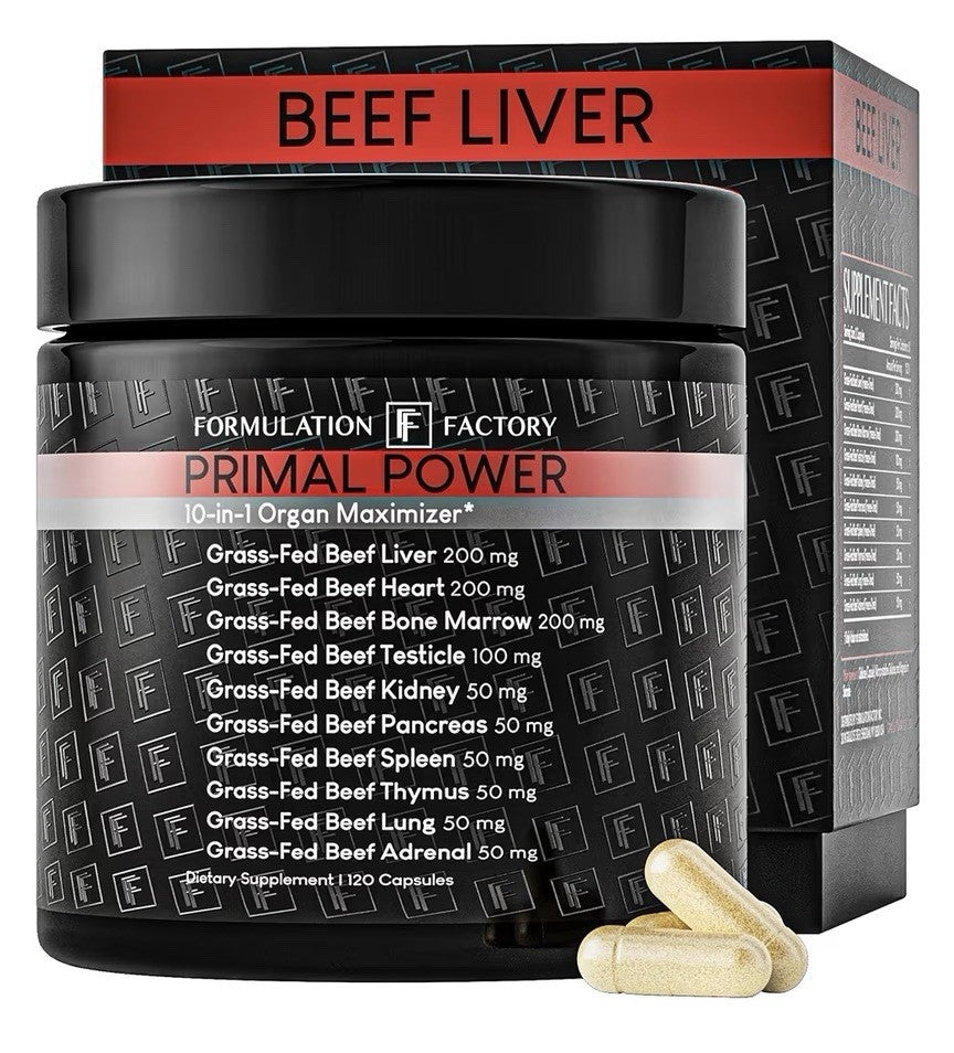 2 Pack Formulation Factory Primal Power Beef Liver 10-in-1 Organ Maximizer