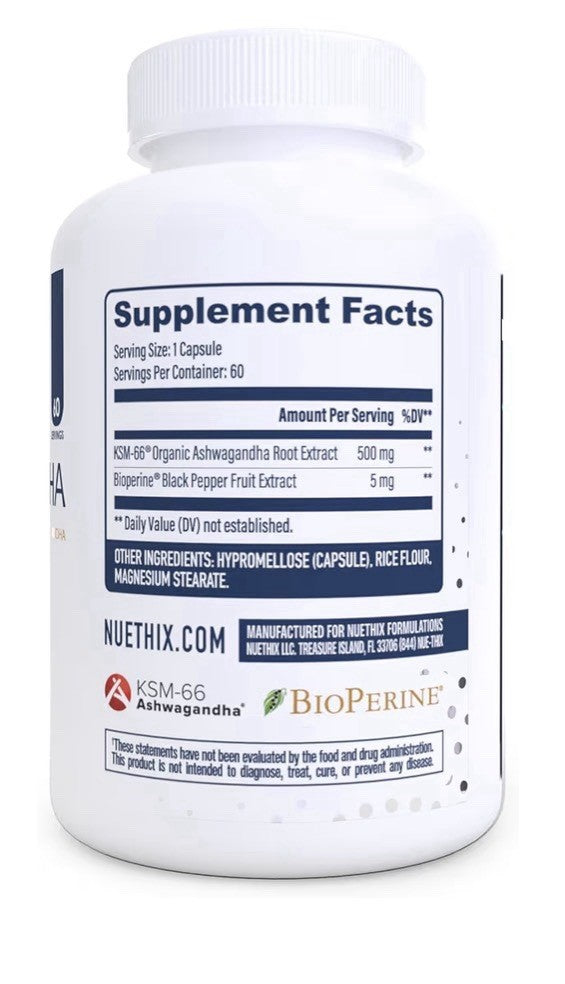 NuEthix Formulations Ashwagandha KSM 66 Mood Stress Cognitive Support 60 Capsule
