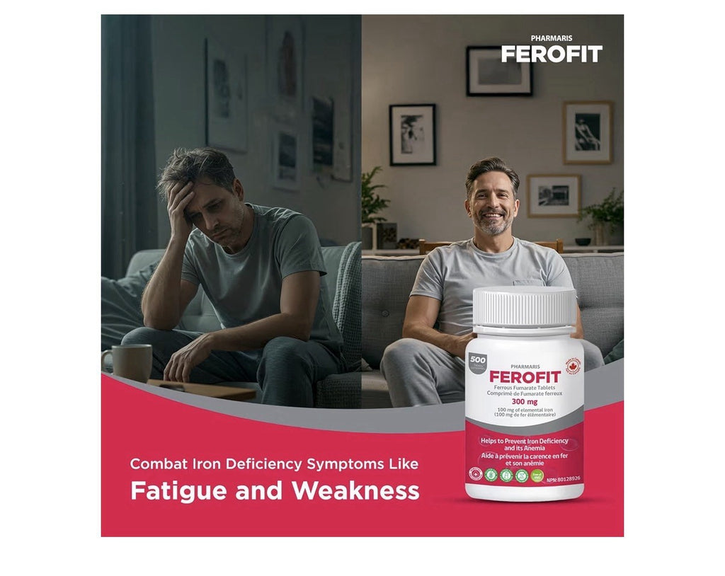 Pharmaris Ferofit Ferrous Fumarate 300mg (Elemental Iron) Prevent Anemia 500Tabs