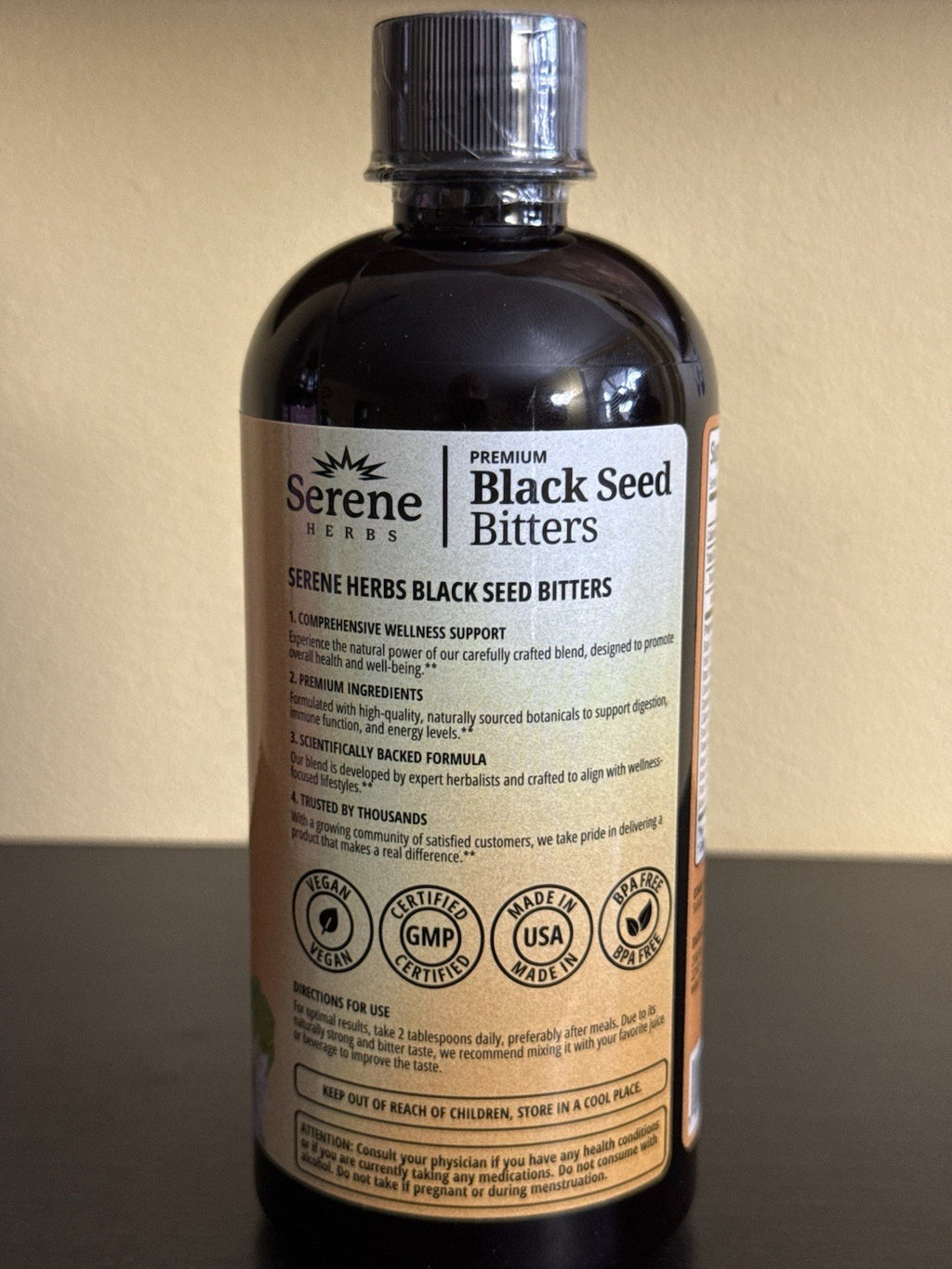 Serene Herbs Black Seed Bitters Premium Cleanse Strengthen Energize 16oz