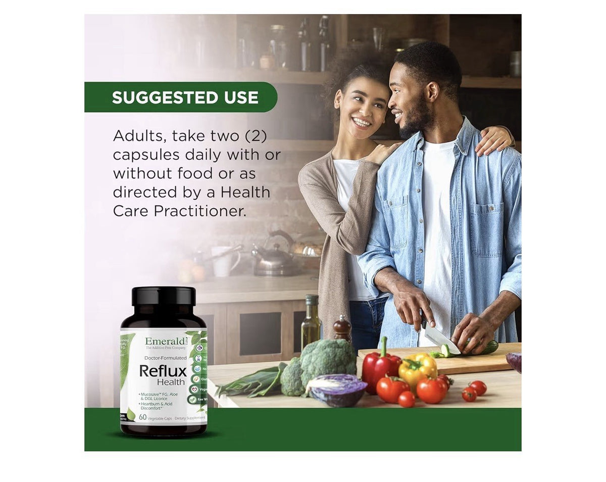 EMERALD LABS Reflux Health Indigestion Heartburn Acid Relief Digestive 60capsule