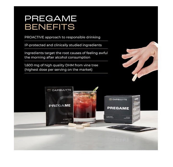 2 Packs CAPSULYTE Pregame Prevent Feeling Awful After Drinking Alcohol Aid Liver