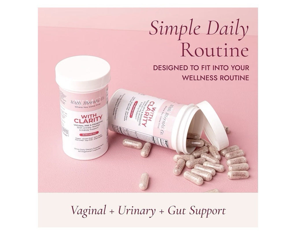 With Meraki Co with Clarity Vaginal Pre Probiotic Urinary Bladder Kidney Support