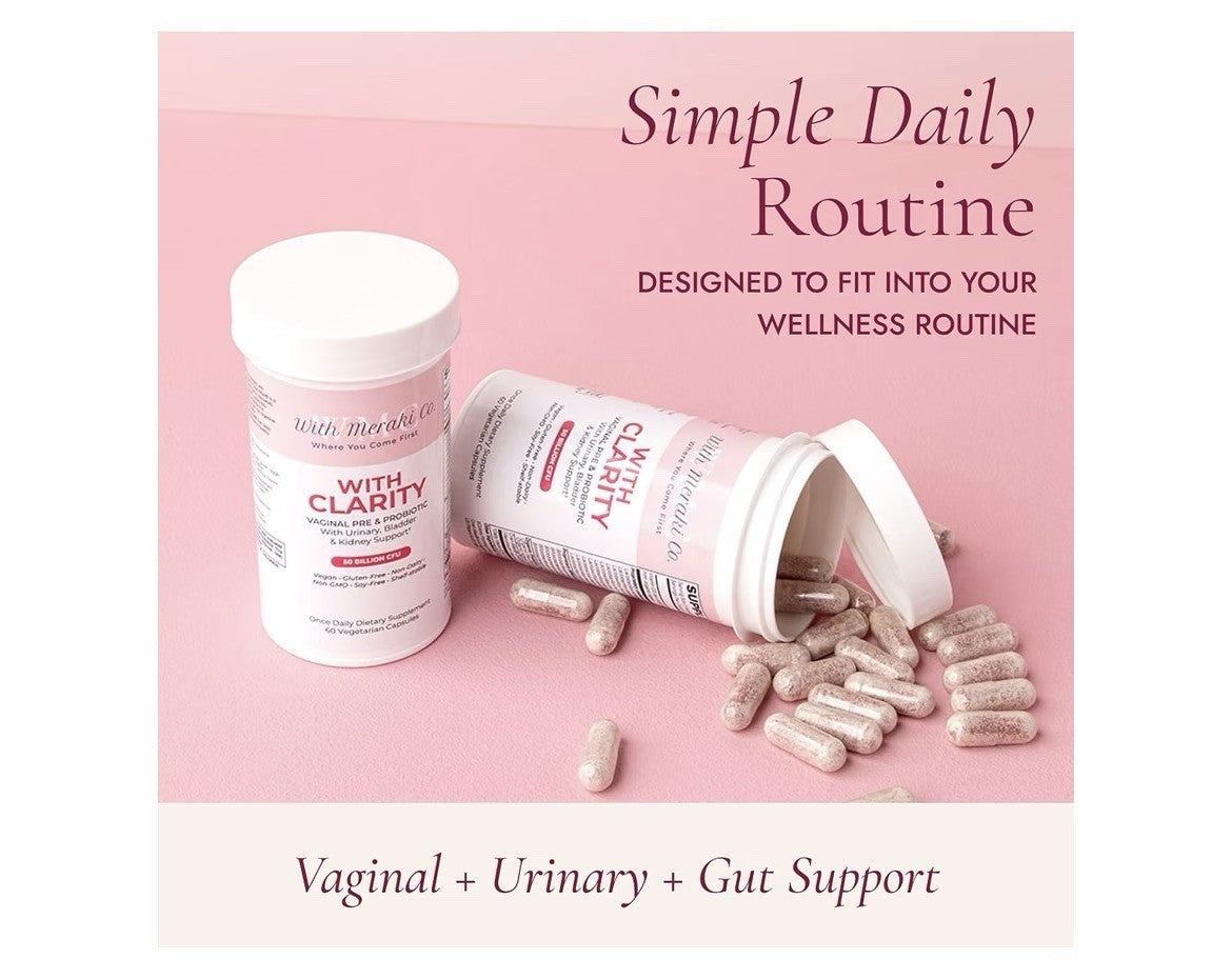 With Meraki Co with Clarity Vaginal Pre Probiotic Urinary Bladder Kidney Support