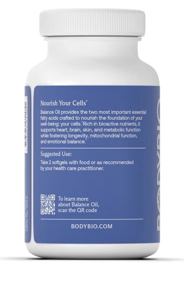 BodyBio Balance Oil Omega 3 & 6 Supplement Energize Cells Brain Longevity 60Sgel