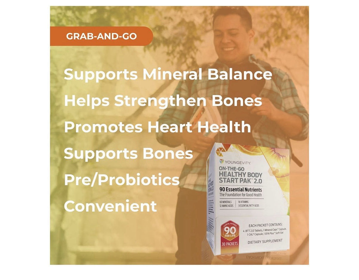 Youngevity On-The-Go Healthy Body Start Pak 2.0 90 Essentials Nutrients 30Packet