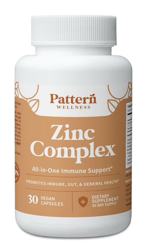 Pattern Wellness Zinc Complex Immune Gut Support General Health 30 Capsules