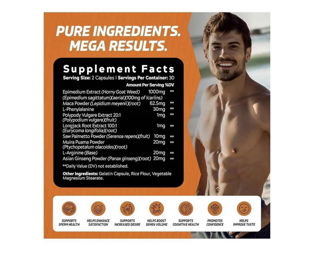 Mega Load Enhancer Semen Volume Booster Men Supplement Increase Load Size 60Caps