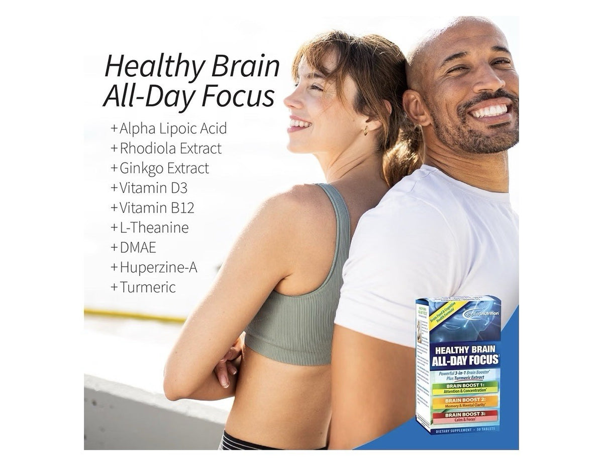 Applied Nutrition Healthy Brain All-Day Focus Memory Mental Clarity Calm 50 Tabs