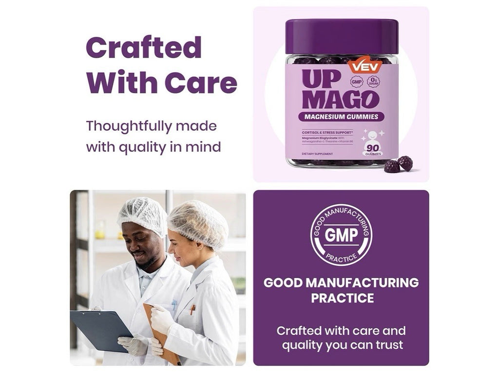 VEV UPMAGO Magnesium Gummies Cortisol & Stress Support For Adults 90 Gummies