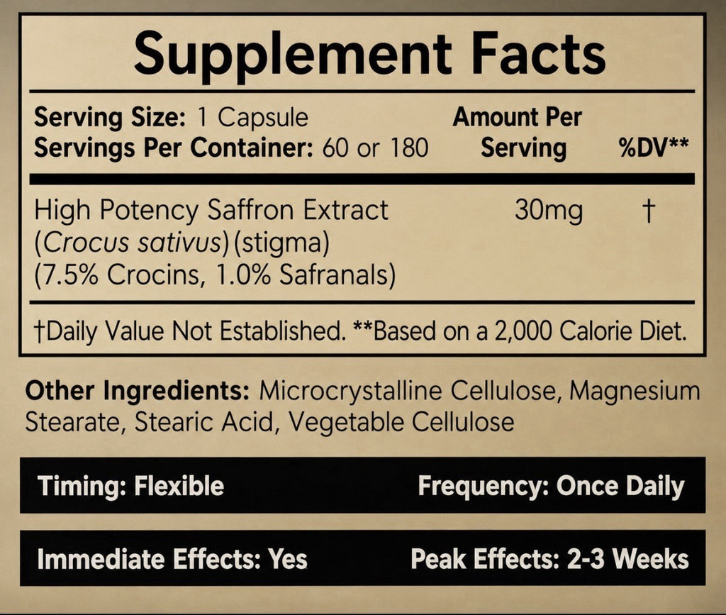 Nootropics Depot High Potency Saffron 30mg Dietary Supplement 180 Capsules