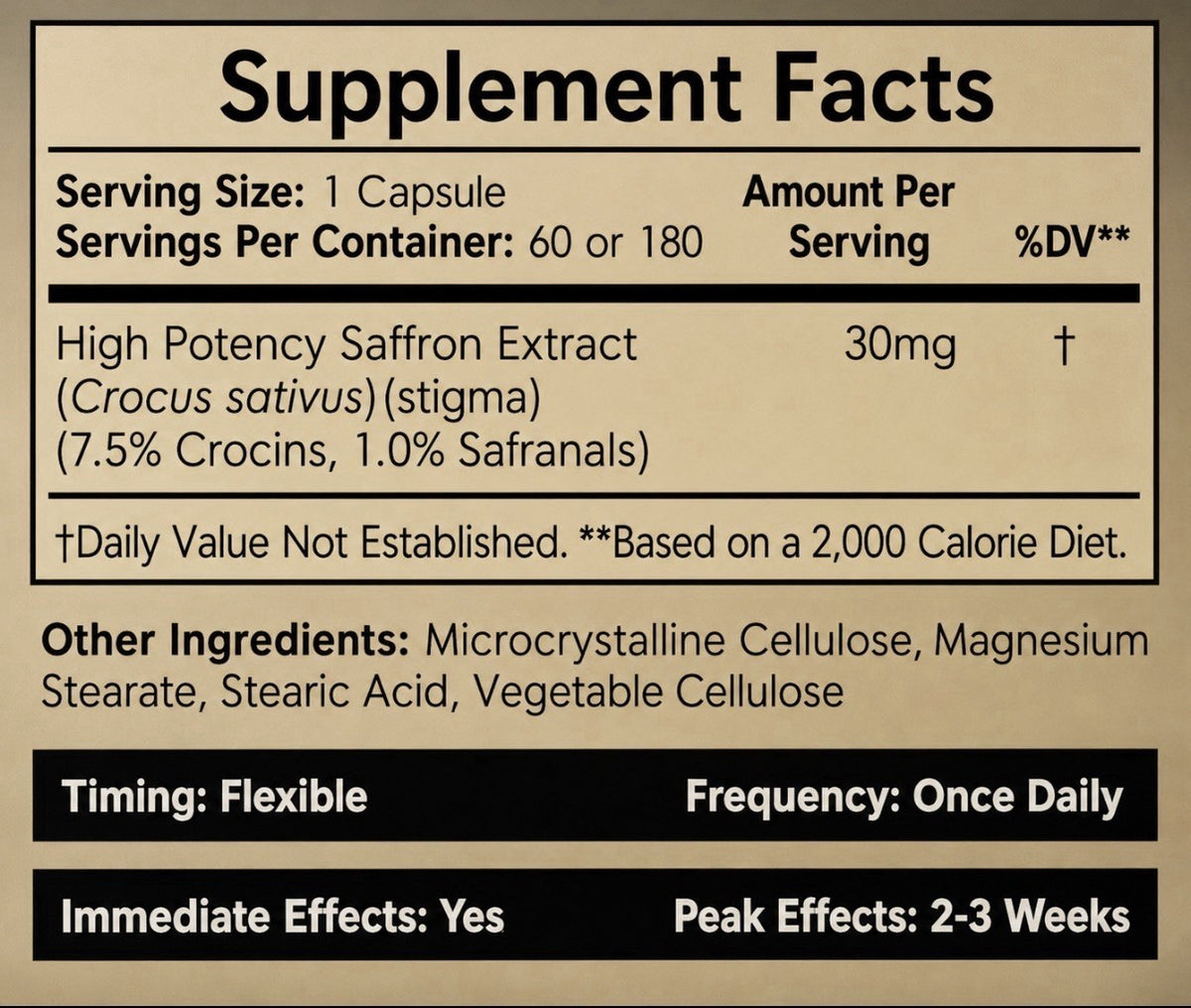Nootropics Depot High Potency Saffron 30mg Dietary Supplement 180 Capsules