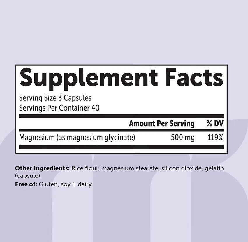 Micro Ingredients Magnesium Glycinate 500mg Per Serving Clean Ingredients 120cap