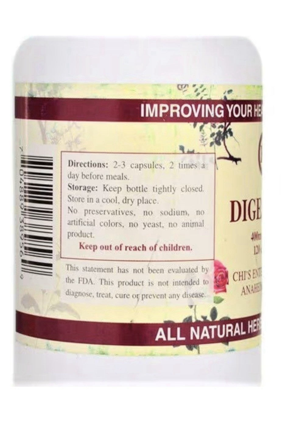 Chi's Enterprise Digestron Natural Herbal Supplement 120 Capsules