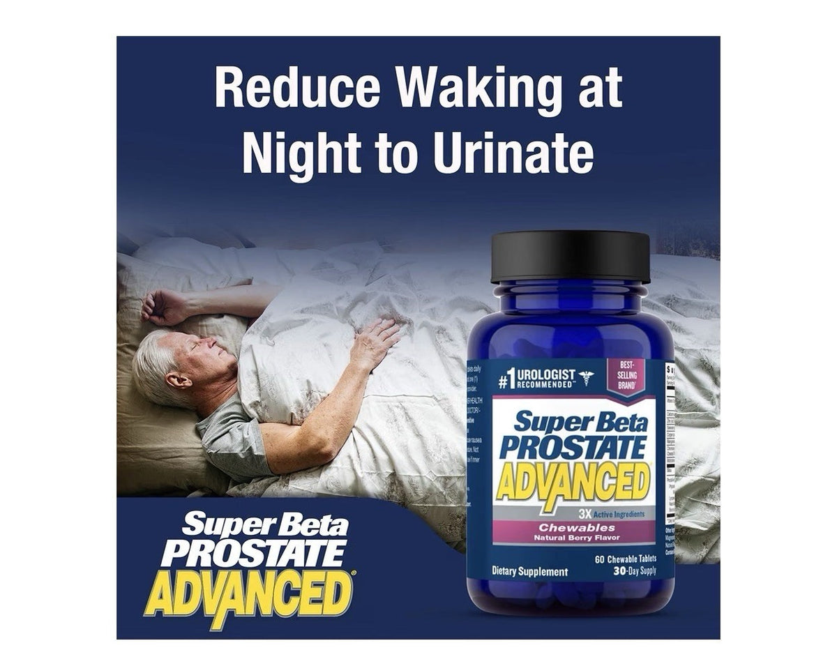 SUPER BETA PROSTATE Advanced Men Prostate Bladder Health 2 Pack Chewable Tablets