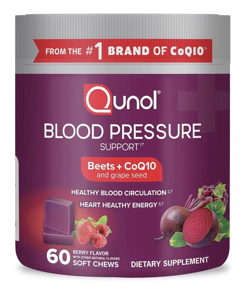 Qunol Blood Pressure Support Beet with CoQ10 Heart Circulation Health 60 Chews