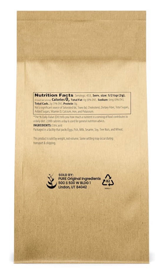 PURE ORIGINAL INGREDIENTS Citric Acid For Cocking Baking And Preserving 2 Lb