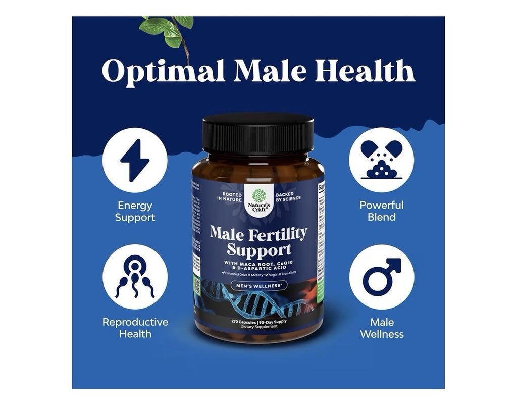 Natures Craft Male Fertility Support Semen Volume Booster Enhance Mobility 270ca