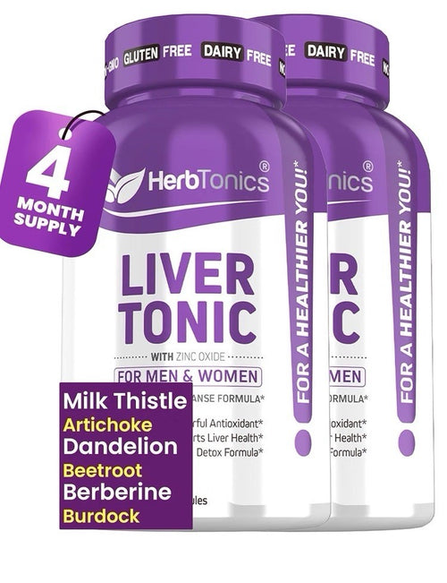 2 Pack Herbtonics Liver Tonic Liver Support Cleanse Detox Repair 4 Month Supply