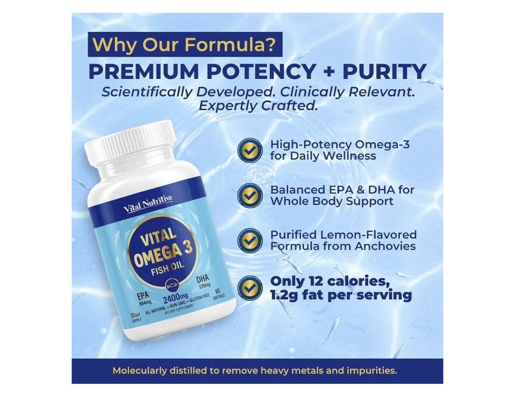 2 Pack VITAL NUTRITIVE Vital Omega 3 Fish Oil EPA DHA Brain Heart Health
