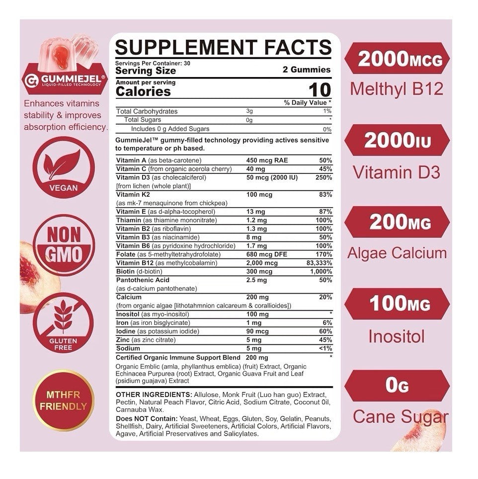 2 Pack Nextdia Women’s Multivitamin Iron Calcium Inositol D3 B12 Immune Blend