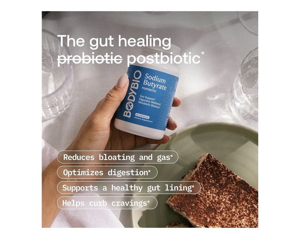 BodyBio Sodium Butyrate Postbiotic Gut Health Digestive Metabolic Balance 100cap