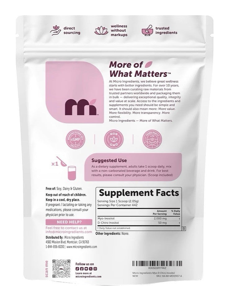 Micro Ingredients Myo-Inositol & D-Chiro Inositol Powder 40 Natural Blend 2lb